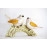 Adorable Bird Figurines on Branch - White and Gold Decorative Statue for Home and Garden