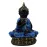 Buddha Statue Meditation Figurine, Black and Blue Resin, 34 cm x 25.4 cm, Gold-Accented Lotus Base