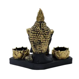 Resin Buddha Head Tealight Candle Holder Black & Gold Statue with 3 Lotus Votive Stands, 7 Home & Garden decor for Meditation & Spiritual Gift