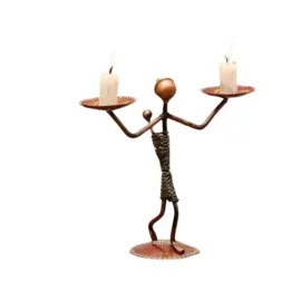 Antique Golden Metal Lady Baby Candle Holder for Table | Handcrafted Tealight Stand for Home & Office Decor
