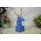Blue Deer Head Sculpture with Gold Antlers - Modern Home Decor - Unique Gift Idea