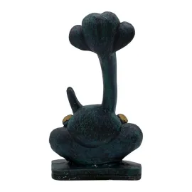 Abstract Long Trunk Ganesha Idol Matte Black Ganpati Statue with Damru for Home Decor, Office Desk & Gift 6 Inch Modern Polyresin Showpiece