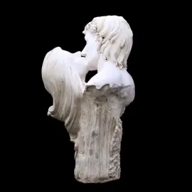 Love Forever Statue - Kissing Couple Sculpture - White Marble Effect - Home Decor Collectible