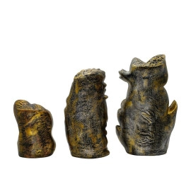 Decorative Buddha Statue Set of 3, Antique Gold and Silver Finish, 4.5-6.5 Inch Height
